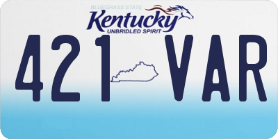 KY license plate 421VAR