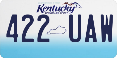 KY license plate 422UAW