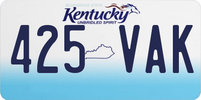 KY license plate 425VAK
