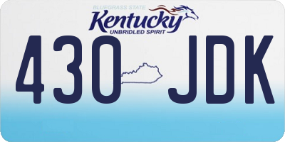 KY license plate 430JDK