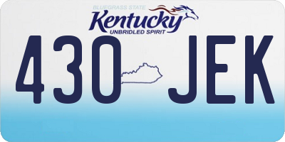 KY license plate 430JEK