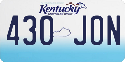 KY license plate 430JON
