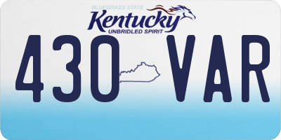 KY license plate 430VAR