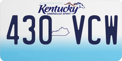 KY license plate 430VCW