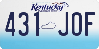 KY license plate 431JOF