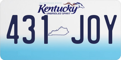 KY license plate 431JOY