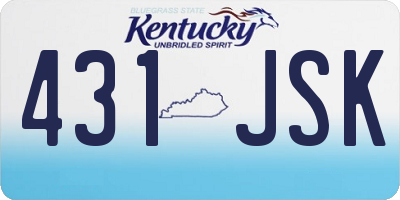 KY license plate 431JSK