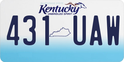 KY license plate 431UAW