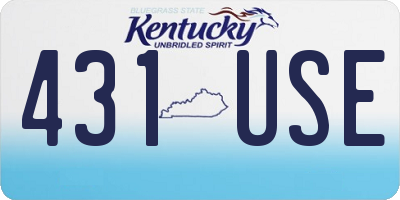 KY license plate 431USE