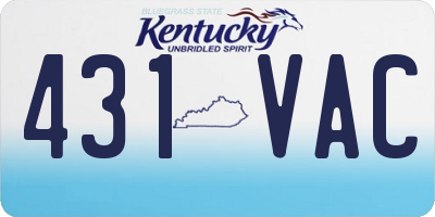 KY license plate 431VAC