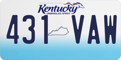 KY license plate 431VAW