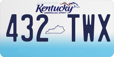KY license plate 432TWX