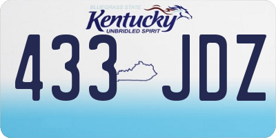 KY license plate 433JDZ
