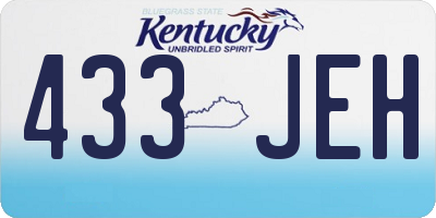 KY license plate 433JEH