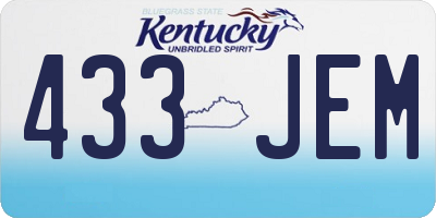 KY license plate 433JEM