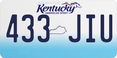KY license plate 433JIU