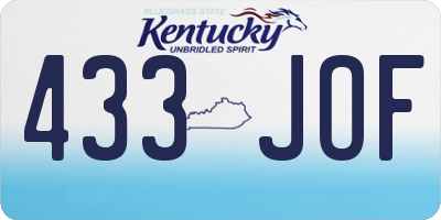 KY license plate 433JOF