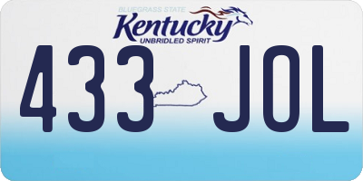 KY license plate 433JOL
