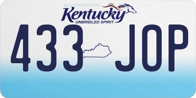 KY license plate 433JOP
