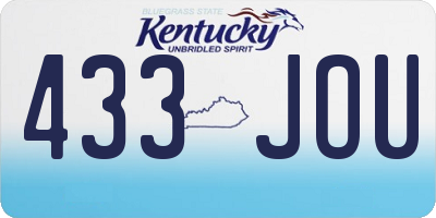 KY license plate 433JOU