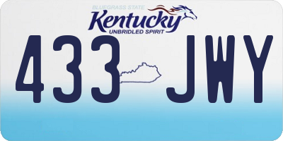 KY license plate 433JWY