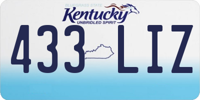 KY license plate 433LIZ