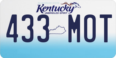 KY license plate 433MOT