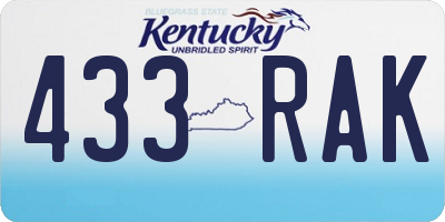 KY license plate 433RAK