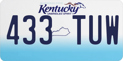 KY license plate 433TUW