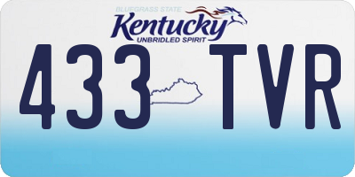 KY license plate 433TVR