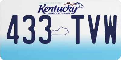 KY license plate 433TVW