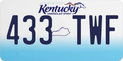KY license plate 433TWF