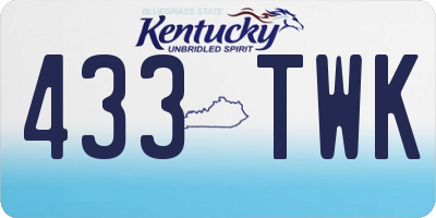 KY license plate 433TWK