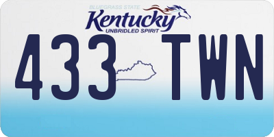 KY license plate 433TWN