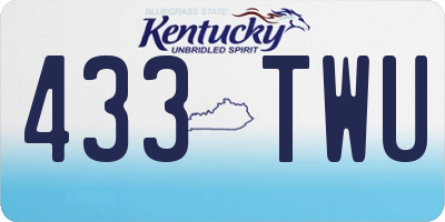 KY license plate 433TWU