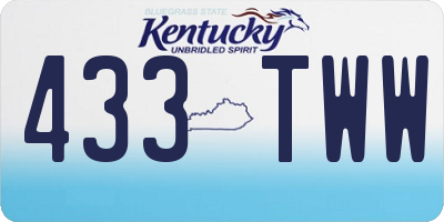KY license plate 433TWW