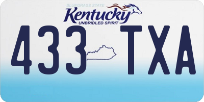KY license plate 433TXA