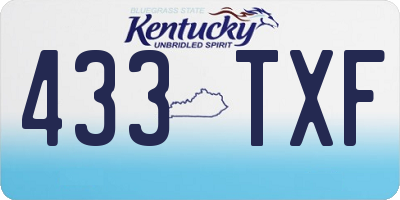 KY license plate 433TXF