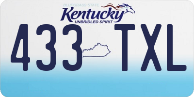 KY license plate 433TXL