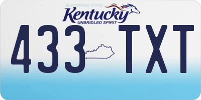 KY license plate 433TXT