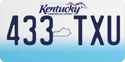 KY license plate 433TXU