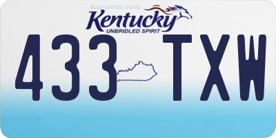 KY license plate 433TXW