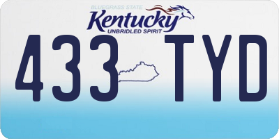 KY license plate 433TYD
