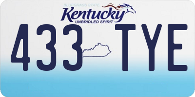 KY license plate 433TYE