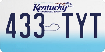 KY license plate 433TYT