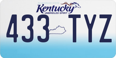 KY license plate 433TYZ