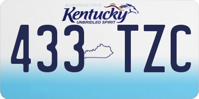 KY license plate 433TZC