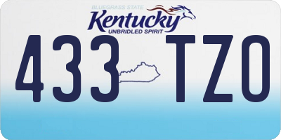 KY license plate 433TZO