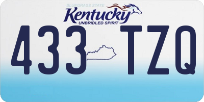 KY license plate 433TZQ