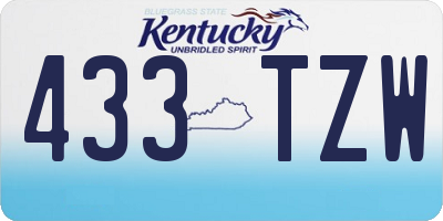 KY license plate 433TZW